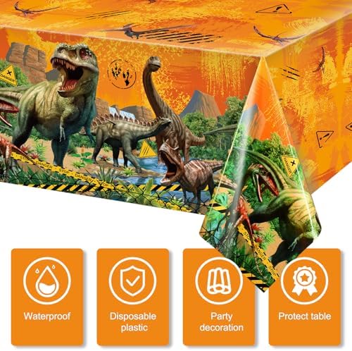 Tiamon 3 Pcs Dinosaur Party Tablecloths
