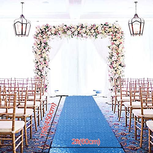 DUOBAO Baby Blue Sequin Aisle Runner for Weddings