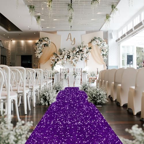 Purple Sequin Carpet Runner for Wedding and Party