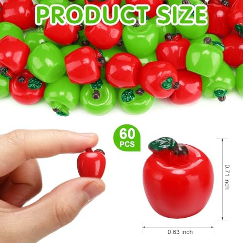 Daifunli 60 Pcs Mini Resin Apple Embellishments