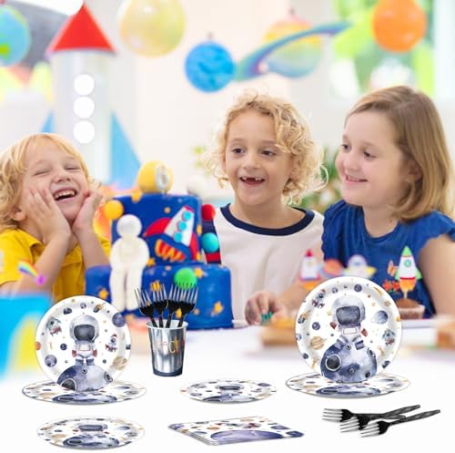 96 Pcs Space Themed Plates and Napkins for Parties