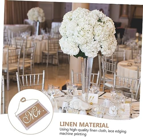 Gadpiparty 2pcs Mr Mrs Burlap Chair Signs for Wedding Decor