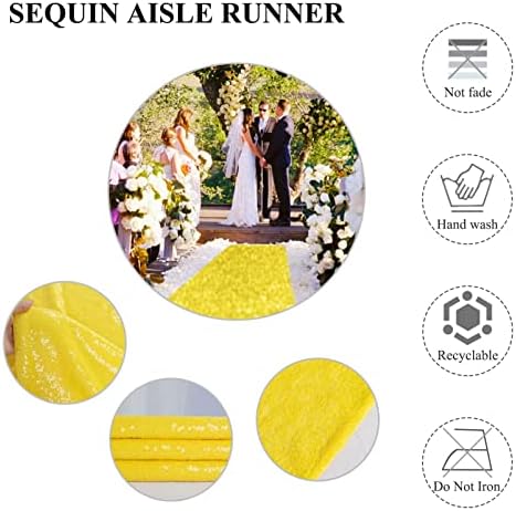 Yellow Sequin Glitter Aisle Runner 2FTx15FT Wedding