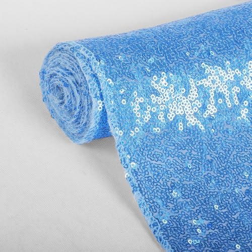 DUOBAO Baby Blue Sequin Aisle Runner for Weddings