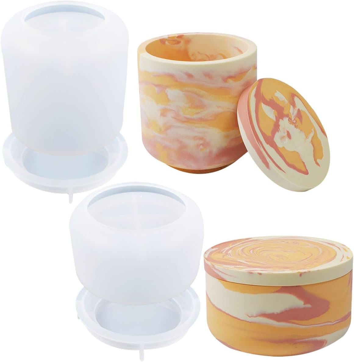 2PCS Large Jar Resin Molds with Lid Silicone Crafts