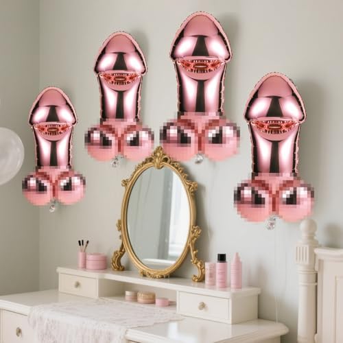 4 Pcs Iridescent Balloons Bachelorette Party Favors Rose Gold