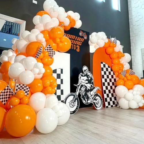 Orange and White Balloon Arch Kit with 162 Pieces for Fall Celebrations