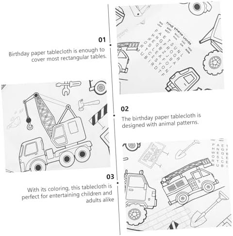 Uonlytech Birthday Graffiti Tablecloth for Boys and Girls Construction Vehicle Themed Party Decoration
