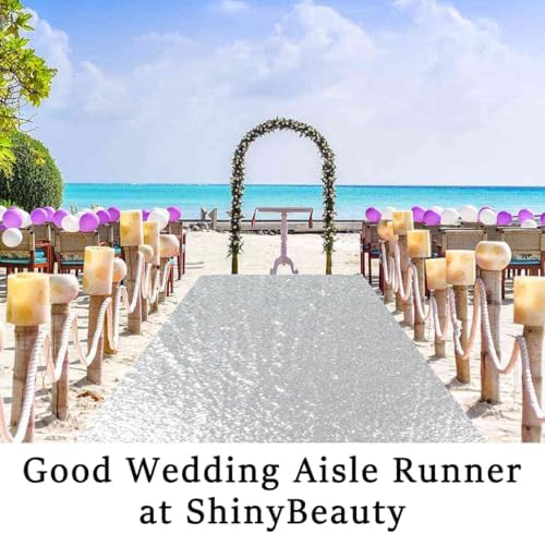ShinyBeauty Silver Sequin Aisle Runner Wedding