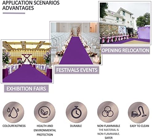 Purple Carpet Runners 2mm Wedding Aisle Runner Mat for Non-Slip Events