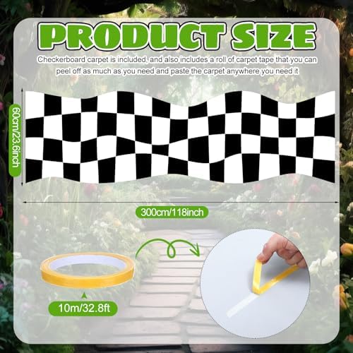 Preboun Halloween Aisle Runner Checkerboard Rug