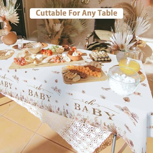 3Pcs Boho Baby Shower Tablecloths Floral Oh Baby Set