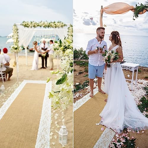 Preboun 3ft x 50ft Natural Burlap Wedding Aisle Runner
