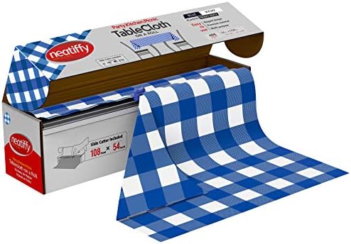 Neatiffy Blue Gingham Tablecloth Roll 54 in x 108 ft