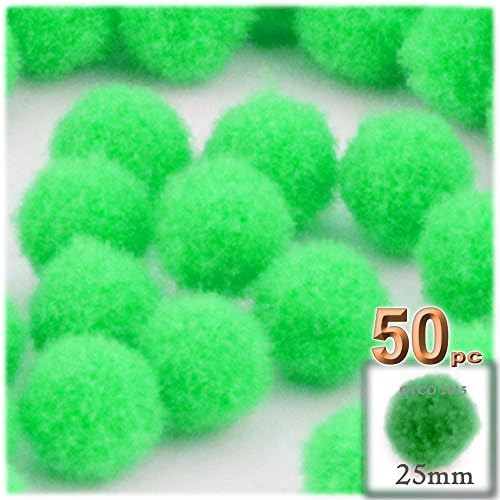 The Crafts Outlet 50-Piece Acrylic Pom Poms Emerald Green