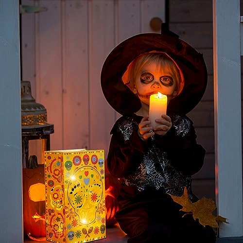 Ireer 30 Piece Halloween Day of the Dead Luminary Bags