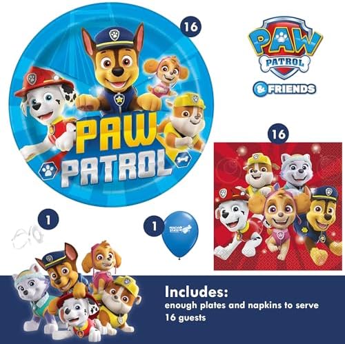 Paw Patrol Birthday Party Supplies Bundle - Serves 16 Guests