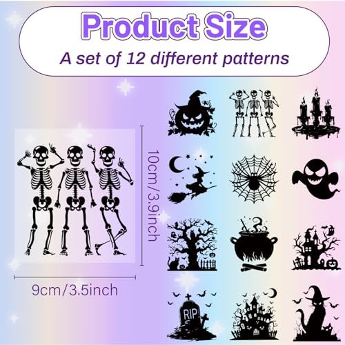 12Pcs Halloween Silhouette Mason Jar Decor
