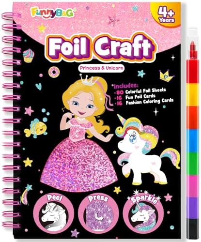 FUNNYBG Foil Art Craft Kit for Kids - Princess Design