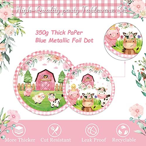 Oigco 96PCS Farm Animals Party Tableware Set for 24 Guests