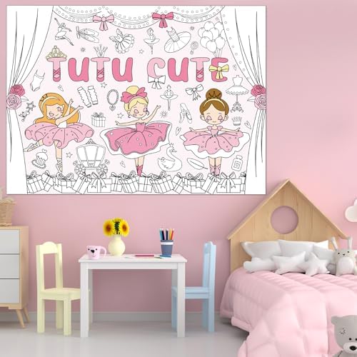 Giant Ballerina Coloring Tablecloth for Kids