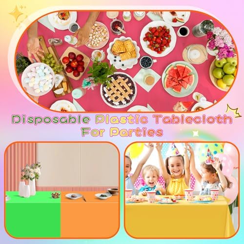 12 Pack Assorted Neon Rainbow Tablecloths