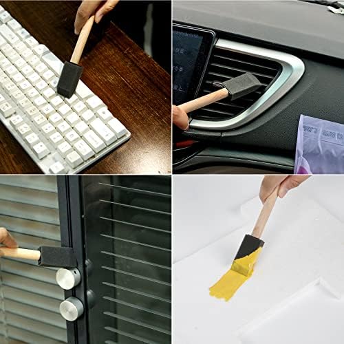 Mister Rui 50 Pack Foam Paint Brushes 1 Inch Wood Handle
