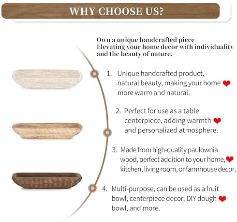 Hanobe Decorative Wood Dough Bowl for Centerpieces