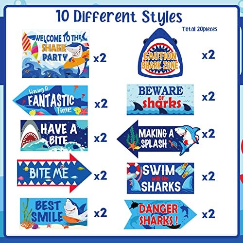 20 Pieces Shark Party Decorations Welcome Signs