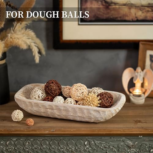 Hanobe Decorative Wood Dough Bowl for Centerpieces