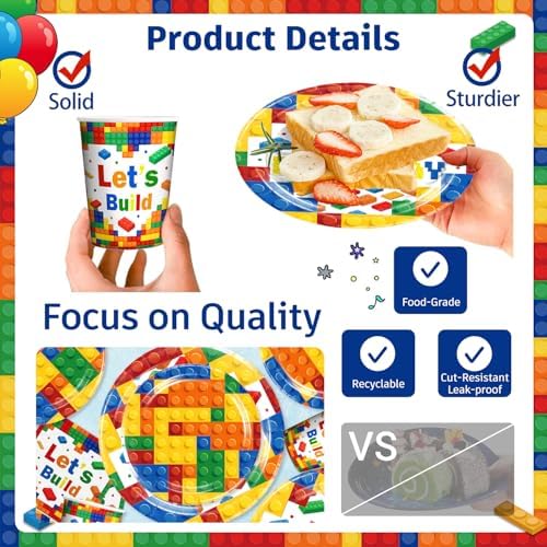 Yingoto Building Block Party Supplies 198-Piece Set