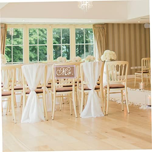 Jojofuny 2pcs Elegant Wedding Chair Sign Set Mr Mrs Burlap Decor with Lace Edging