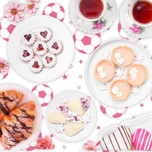 3PCS Pink Soccer Party Tablecloth 54 x 108 for Birthday Decorations