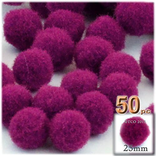 The Crafts Outlet 50-Piece Purple Pom Poms 25mm Round Acrylic Set