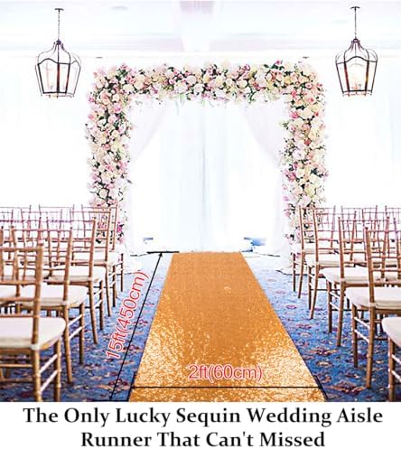 Duoobao Deep Gold Sequin Aisle Runner for Wedding