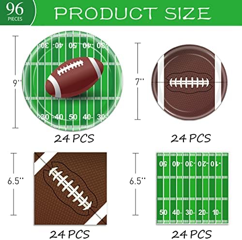 Oigco Football Party Plates Napkins Cups Set for 24 Guests