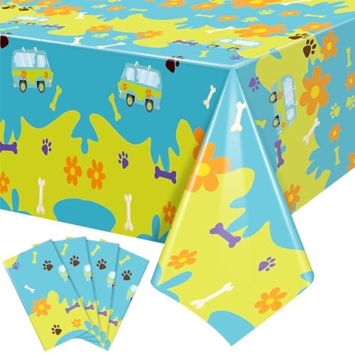 4 Pcs Cartoon Dog Tablecloth Set for Birthday Parties and Baby Showers