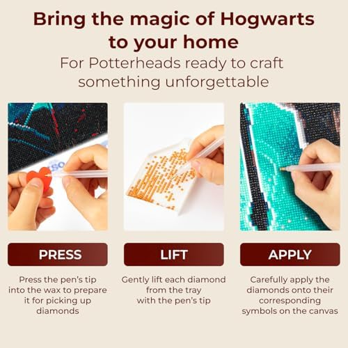 CRAFTHUB Harry Potter Diamond Art Kit - 5D Painting with Light Pens