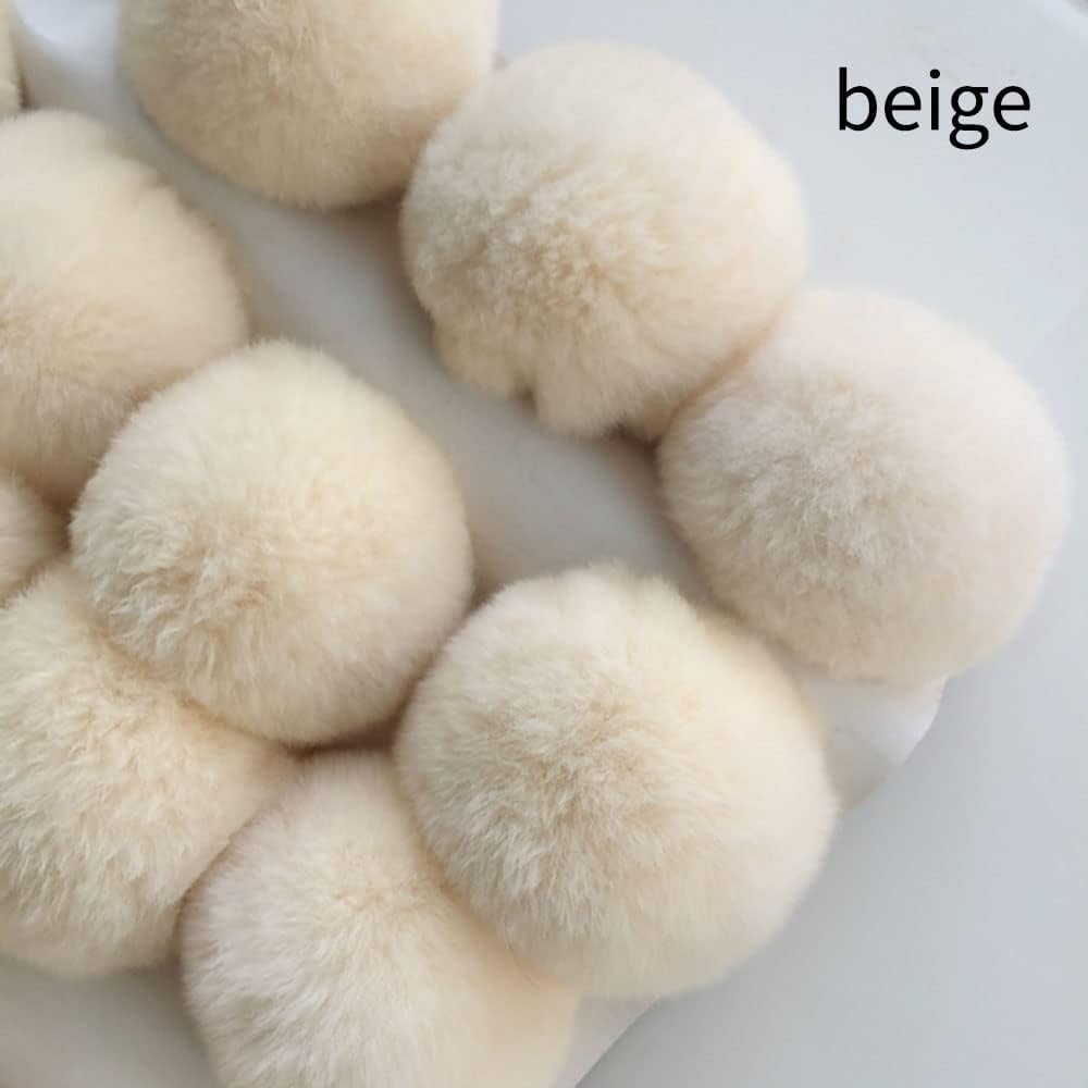 8cm Real Fur Pompons 16pcs Light Grey
