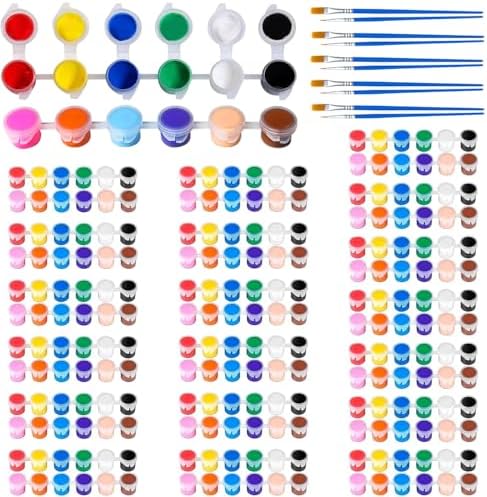 30 Pack Mini Acrylic Paint Set with 12 Colors and 60Pcs Brushes
