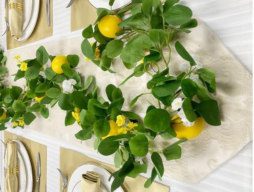 2PCS Artificial Lemon Garland 12Ft Total for Wedding and Home Decor