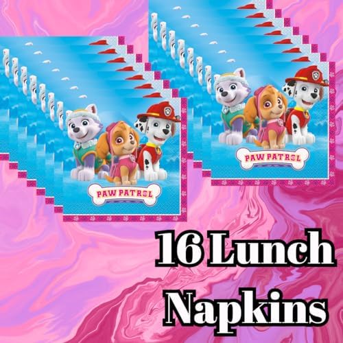 Unique Skye Paw Patrol Party Set with 16 Plates and Napkins