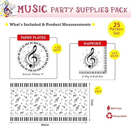 GZAMOF Music Theme Party Decorations Pack