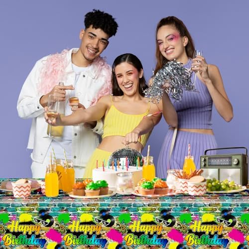 Avezano 3 Pcs 80s Hip Hop Party Tablecloth