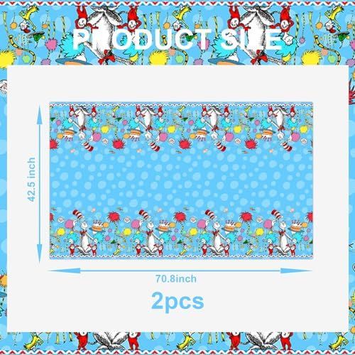 We1Fit 2Pack Dr Seuss Party Table Covers - Super Kitties 43 x 79 Inches