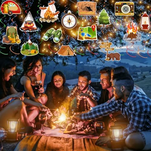 36pcs Happy Camper Party Hanging Swirls Decorations