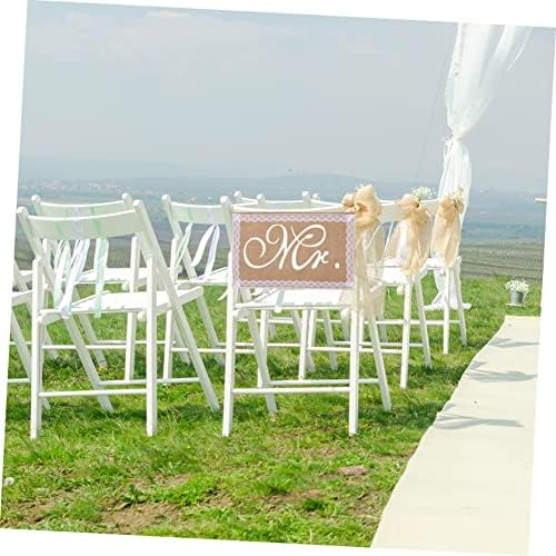 Gadpiparty 2pcs Mr Mrs Burlap Chair Signs for Wedding Decor