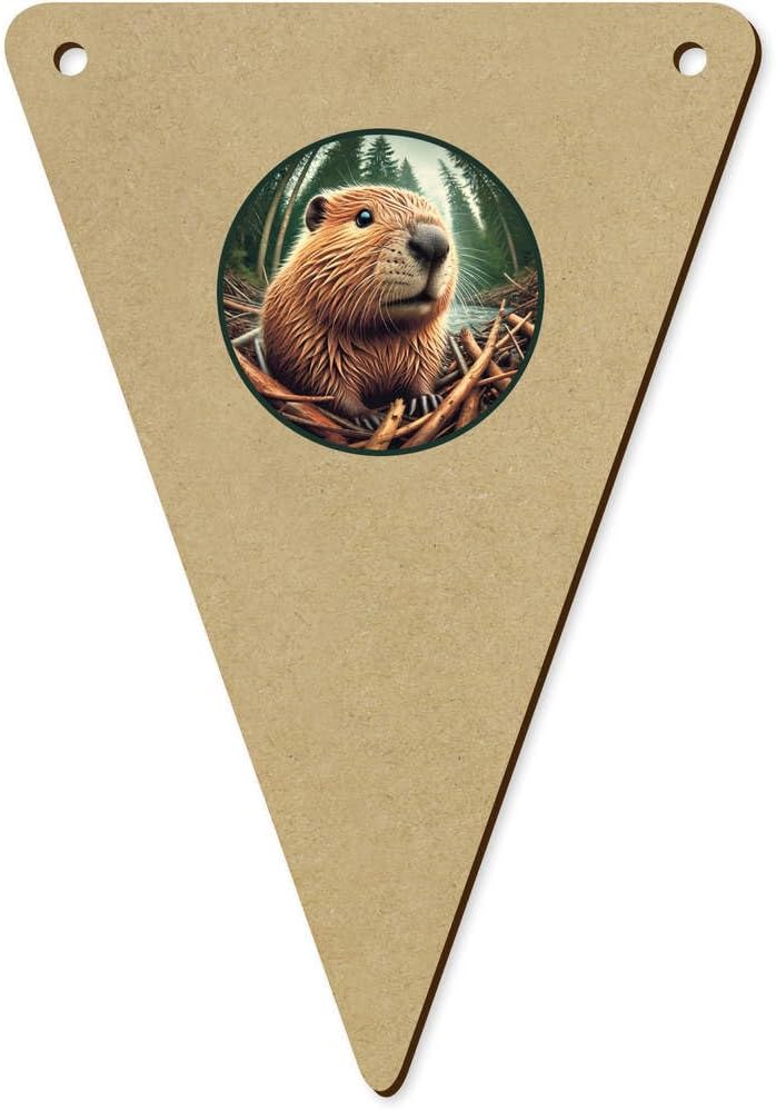 5 x 140mm Busy Beaver Wooden Bunting Flags