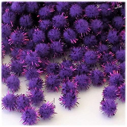 The Crafts Outlet Chenille Sparkly Pom Poms Purple Porcupine 05-inch 500-pc