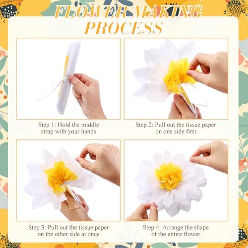 Dunzoom 24 Pack Daisy Tissue Paper Decorations